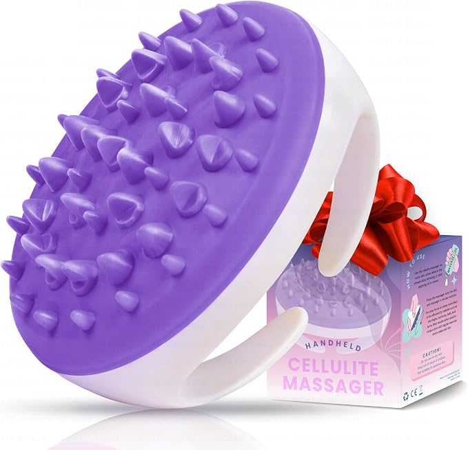Scala Cellulite Massager Silicone, Bath Scrubber for Smoother Skin Purple | Silicone nodules exfoliate, cellulite remover, body massager Tool, exfoliator, fat roller use with creams and Oils