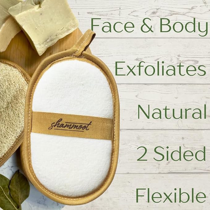 Natural Loofah Exfoliating Body Scrubber – Natural Loofah Sponge Exfoliates Face & Body for Healthier Skin – 2-Sided Loofas for Men & Women – Body Wash Shower Scrubber Luffa(Pack of 2)