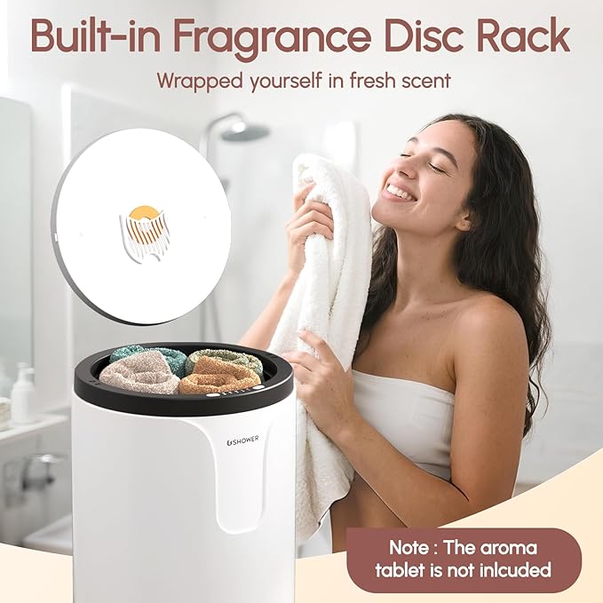 USHOWER Towel Warmers for Bathroom, Fast-Heating Towel Warmer Bucket for Spa, Auto Shut-Off, Fits Two 40''x70'' Oversized Towels, Blankets, Bathrobes, PJ's and More, ldeal Gift for Family, 20L