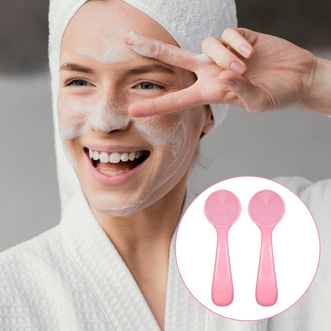 2 Pack Silicone Face Scrubber Manual Face Brush Skin Friendly Facial Cleansing Brush Exfoliator Cleanser Soft Brushes Waterproof Faces Wash Brushes Exfoliating Brushs for Blackheads Makeup Removal