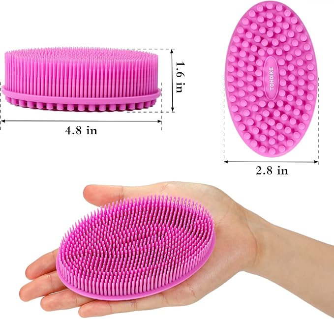 TDHDIKE Silicone Body Scrubber Loofah Set of 3 Exfoliating | Soft Bath Shower Brush for Sensitive Skin, Kids Women Men, Hygienic & Easy to Clean