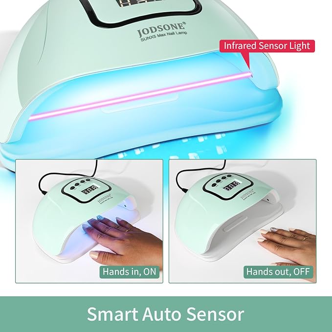 JODSONE U V LED Nail Lamp Gel Polish Dryer Light Green with Smart Auto Sensor 4 Timing Modes Fast Curing