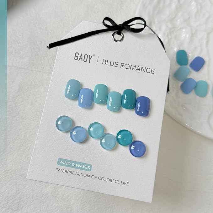 GAOY Blue Gel Nail Polish Set, 6 Colors Teal Baby Bright Light Blue UV Gel | UV Lamp Required, Pigmented, Long Lasting, Easy to Apply, Salon Manicure at Home, Gift for Women