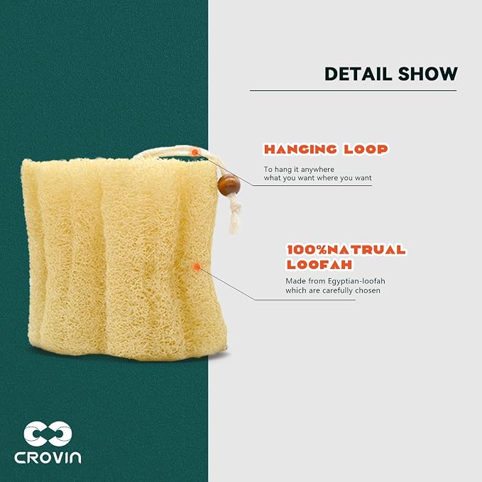 Natural Shower Loofah Sponge Body Scrubber Pad that Leaves Your Body a Clean Scrubbed Feeling, Sweeping Dead Skin Cells Effectively as A Skin Exfoliator - 3 Count (1 Pack)