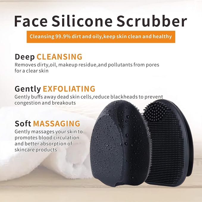 Silicone Face Scrubber for Men, 2 Pack Deep Cleaning Facial Brush, Manual Exfoliating Face Wash Brush for Blackhead Pore Cleansing, Sensitive Skin Care Tool for Women and Men