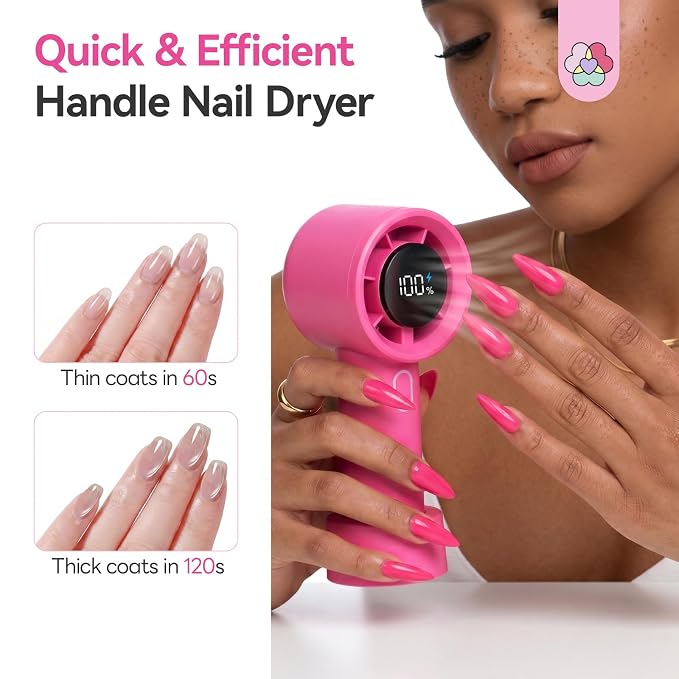 SAVILAND 100 Speeds Cordless Drying Nail Dryer for Regular Polish Acrylic | Continuous 4 hour operation, for DIY home and salon use, 2000mAh battery, dries acrylic dip nails and nail primer