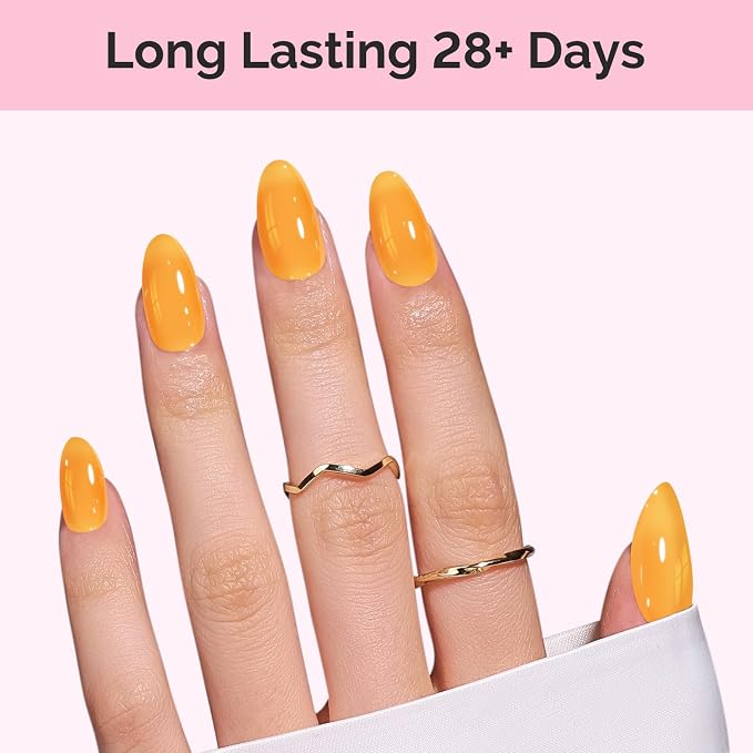 MelodySusie Yellow Gel Nail Polish, 0.5Fl.oz Jeweliver Jelly Gel Polish Translucent Neon Yellow Orange Color Soak Off UV LED Gel Polish Nail Art Design Manicure Salon DIY At Home JG24