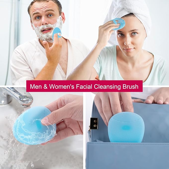 INNERNEED Silicone Facial Brush Body Cleansing Scrubber, Easy to Hold, Fit for Sensitive, Delicate, Dry Skin