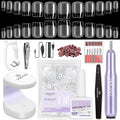 SAVILAND Gel Nail Kit: 500 Pcs Extra Short Square Nail Tips with Drill Kit 30-Day Strong Hold Gel Nail Tips X 12 Sizes Fake Nails with Glue & Nail Lamp For Beginners DIY At Home Nail Kit Gift