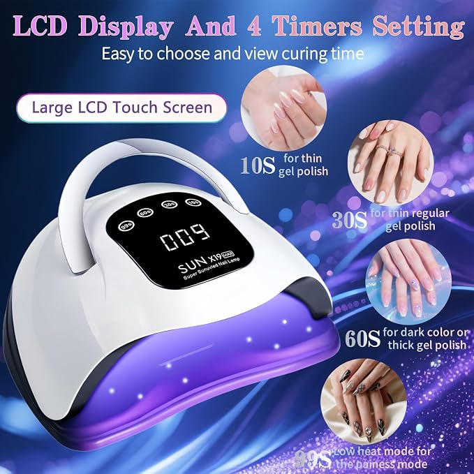 UV LED Nail Lamp with 72 Beads, 320W Nail Curing Lamps for Gel Polish with Automatic Sensor/4 Timer Setting,Led Nail Dryer, Professional Nail Art Drying Tools for Fingernail and Toenail.