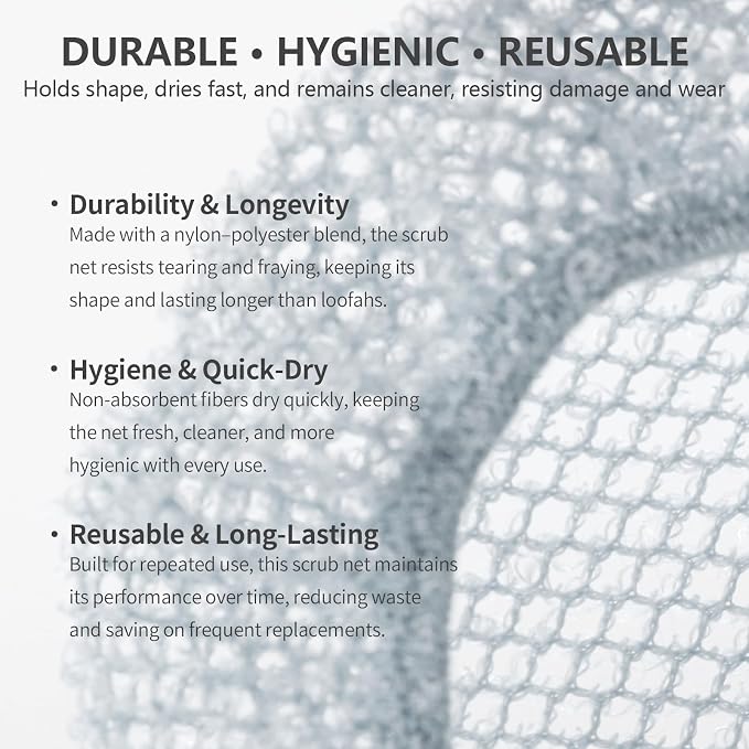 Silicone Body Scrubber and Scrub Net Set, BEAUTAIL 2 Pack for Rich Lather | Gentle Silicone Shower Scrubber or Firmer Exfoliating Bath Net, Deep Cleansing & Exfoliation, 1 Brush + 1 Net for Men & Women