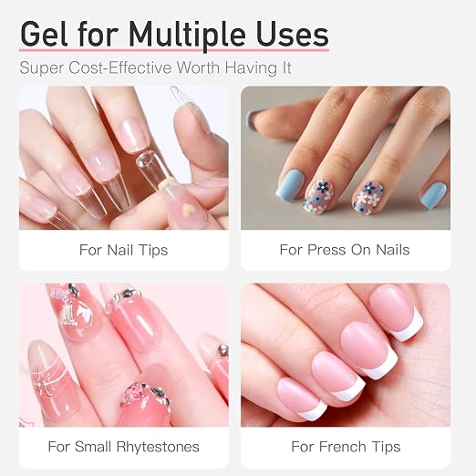 CurvLife Semi Solid Nail Glue, 15g Strong Nail Glue for Press On Nails | No UV Lamp Needed, Air-Dry Nail Glue Gel Has Gap-Filling Texture for Nail Tips and Press-Ons with Quick, Long-Lasting Hold