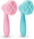 MtBoi 2 PC Silicone Facial Cleansing Brush Facial Scrubber Manual Exfoliating Facial Brush Face Cleanser Face Exfoliator Ultrafine Bristles for Sensitive Skin Easy to Clean Lather Well (Pink&Green)