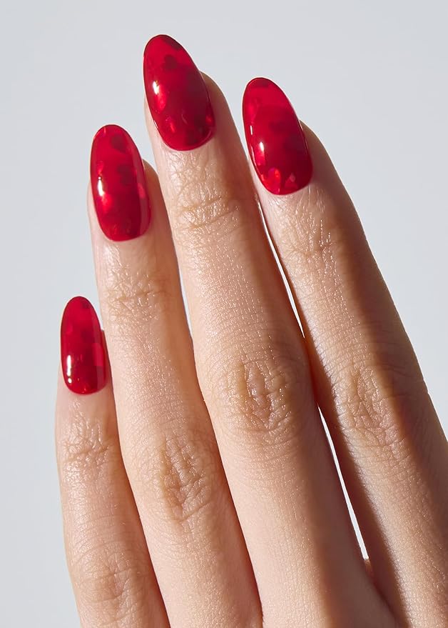 ohora Semi Cured Gel Nail Strips (N Heart Jelly) - Salon-Quality Valentines Nails, Works with Any Lamps, Long Lasting, Easy to Apply & Remove, Chip Resistant