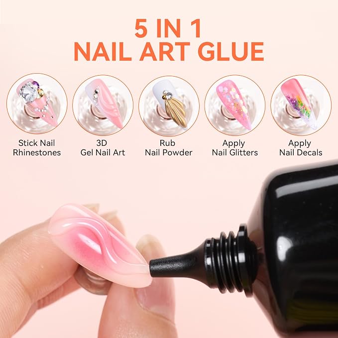 Makartt Rhinestone Glue for Nail: Gems/Charms/Crystals/3D Decorations 30ml | UV/LED Lamp Cured, Large Charms, Flatback Stones, Small Beads and Pearls, 3D Sculpting and Raised Designs, DIY and Salon Use