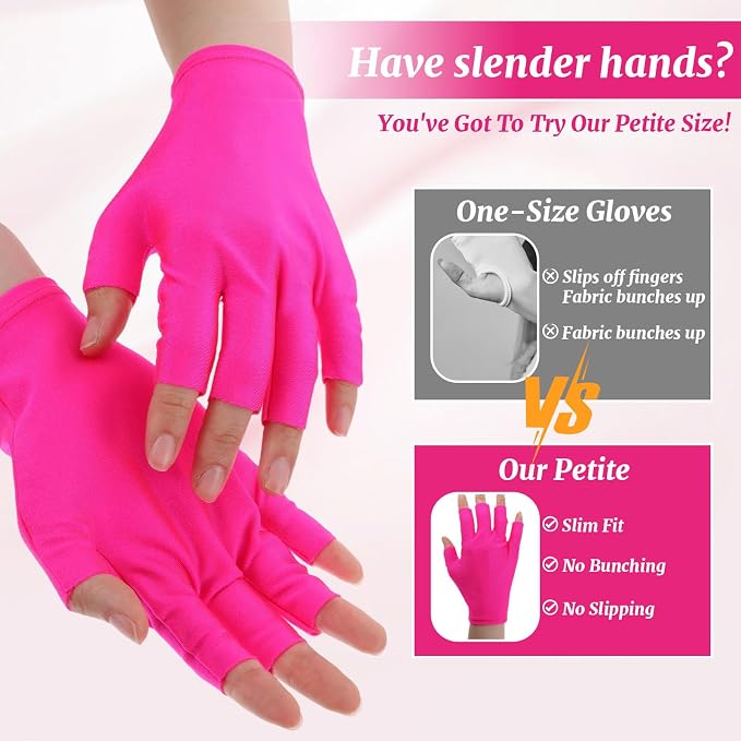 Bremorou 4 Pairs UV Gloves For Gel Manicures, Fingerless UPF UV Light Protection Gloves, Anti UVA UVB Gel Nail Lamp Glove for Gels Nail Lamp Fingerless for Prevent Hands from Harm for Women