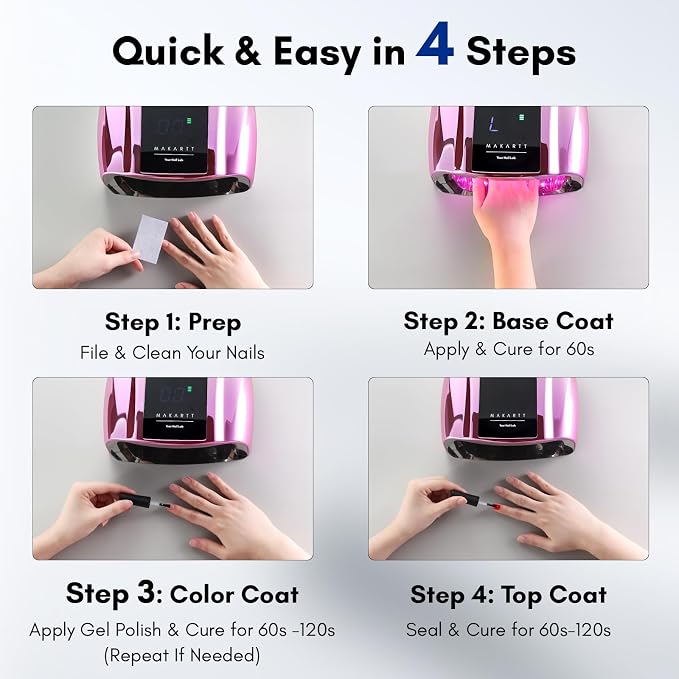 Makartt Professional UV Nail Lamp with Handle Rechargeable Nail Dryer | Cordless Nail Light with 42 LED Beads 4 Timers LCD Auto Sensor Fast Curing Gel Polish for Salon Nail Artist, Gradient Purple