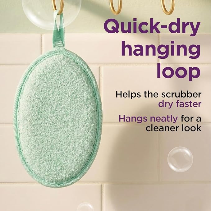 LoveBeing Scrubbed Dual-Texture Exfoliating Body Scrubber, Shower Scrubber for Body, Body Scrubber for Smooth, Clean Skin, Daily Skincare Bath Sponge for Men & Women (2 Count, Assorted Colors)