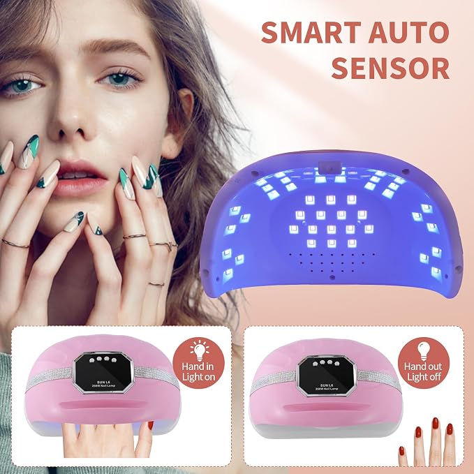 268W UV LED Nail Lamp for Two Hand | 4 Timers,Detachable Pedicure Base,Automatic Sensor,Gel Polish Dryer