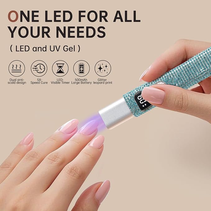 Handheld Cordless UV Nail Lamp with LCD Display | Mini UV LED Light for Gel Nails, Portable Flash Cure Lamp, Rechargeable USB Nail Dryer Fast Curing Salon & Home DIY
