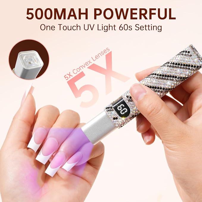 Handheld Cordless UV Nail Lamp with LCD Display | Mini UV LED Light for Gel Nails, Portable Flash Cure Lamp, Rechargeable USB Nail Dryer Fast Curing Salon & Home DIY