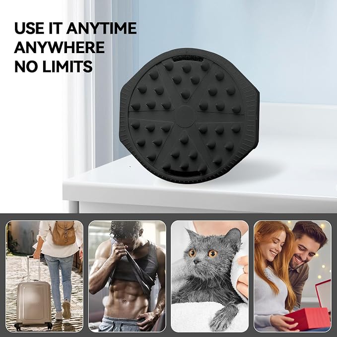 OTHIX Dual-Sided Silicone Body Scrubber, 2-in-1 Silicone Loofah for Shower Exfoliating Body Brush for Men and Women for All Skin, Scalp Massager Lather Well＆Easy to Clean (Black)