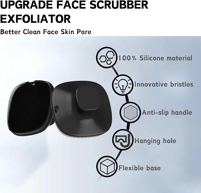 Face Scrubber, Gentle Pore Scrubber Silicone Face Exfoliating Scrubber, Face Wash Brush Manual Waterproof Cleansing Skin Care Face Scrub Wash Brushes for Men and Women