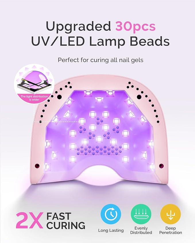 MelodySusie UV Nail Lamp P-Plus30A with UV Gloves for Gel Nail Polish | 24W,3 Timer Settings,Smart Sensor,LCD Display,30 UV/LED Beads,Builder Gel,Jelly Gel,Base Top Coat,for Beginners at Home