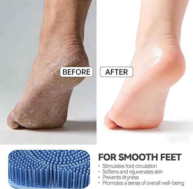 ozner Silicone Shower Foot Scrubber Mat,Back Washer Bath Wash Pad Exfoliating & Massage, Wall Mounted Slip Strong Suction Cups for Use in Cleaner Men and Women (Blue)