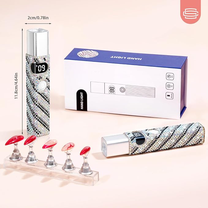 Handheld Cordless UV Nail Lamp with LCD Display | Mini UV LED Light for Gel Nails, Portable Flash Cure Lamp, Rechargeable USB Nail Dryer Fast Curing Salon & Home DIY