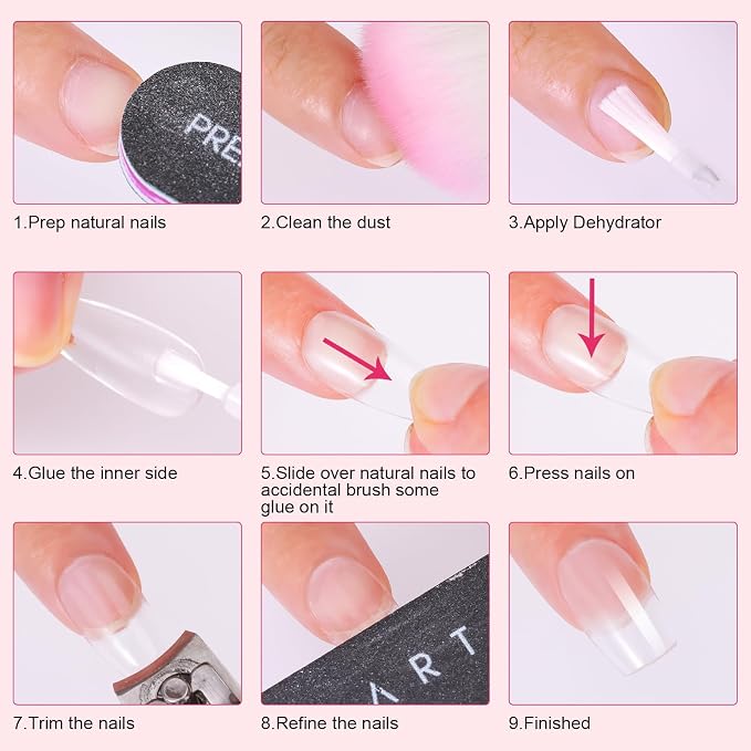 Makartt Brush-On Nail Glue for Press On Nails and Tips:Air Dry, 7ML,3 Packs | No UV lamp needed, 5-10s quick dry, built-in brush, HEMA-free & TPO-free for sensitive skin, Both for Clear & Opaque Nails