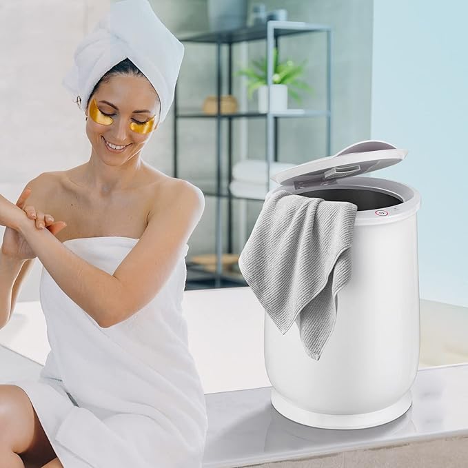Giantex Towel Warmer Bucket for Bathroom, Portable Spa Hot Towel Heater, Flip-top Lid, Fragrance Holder, Auto Shut Off, 21L Large Capacity Towel Warmer Fits up to 2 Oversized Towels Bathrobes (White)