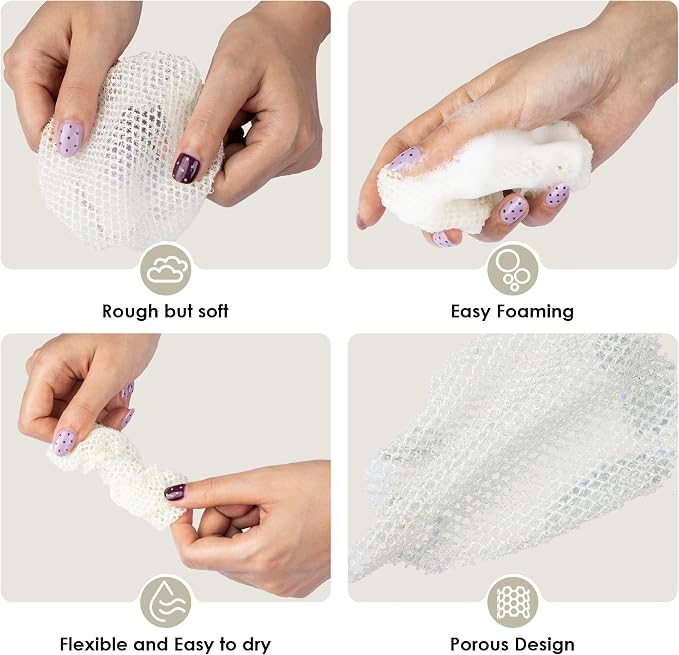 Pink Food-Grade Silicone Body Scrubber with Exfoliating Net Sponge Case | Handheld Bath Scrub Shower Brush Set For Women Men, All Skin Types, Deep Clean, Lather Well, INNERNEED