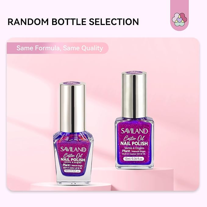 SAVILAND 6Pcs Ombre Nail Polish Set Charm Pink Blue Gold Purple | Quick Dry Pearl Summer Fingernail Polish Colors, Plant-based Castor Oil, Natural Nail Lacquer, Women Gift Home Manicure DIY