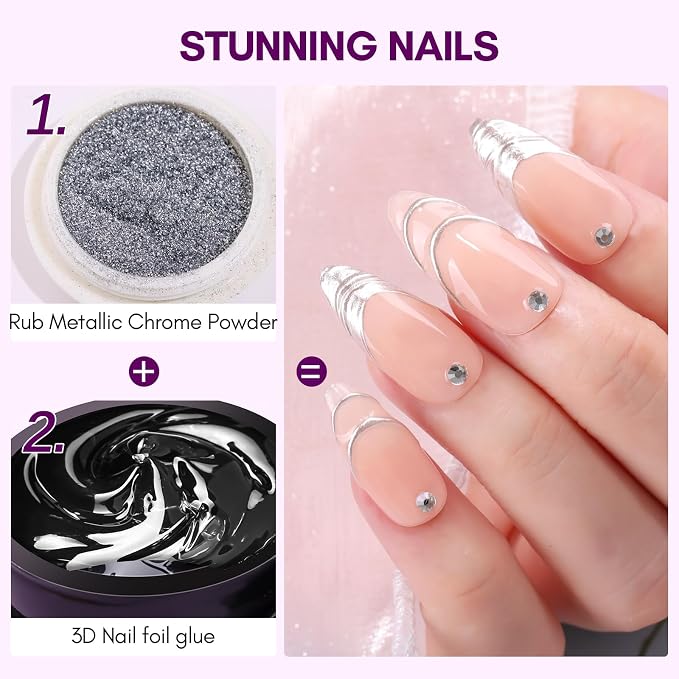 Makartt 3D Nail Gel: Nail Foil Glue Transfer Gels 8g for Partial Transfer | Linear, Shell, Ripple & Painting Art Designs, UV LED Lamp Required, DIY Salon Home Gift