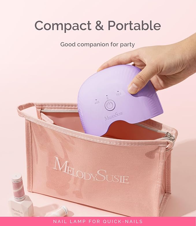 MelodySusie Cordless UV/LED Nail Lamp P-Art06G for Gel Polish | 6W, 45s/75s timers, smart sensor, 1000mAh, 3-5h use. Safely cures half-cured strips, base coat, and top coat without heat