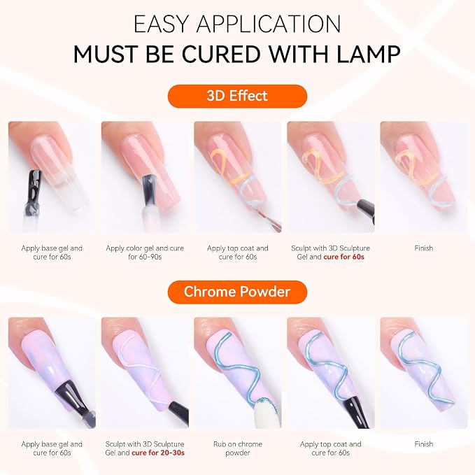 Makartt 3D Nail Gel, 2 Pcs 15g Nail Sculpting Gel for Molding and Drawing | No Wipe, Clear Rhinestone Glue, Gems Decoration, Carving and Painting Nail Art