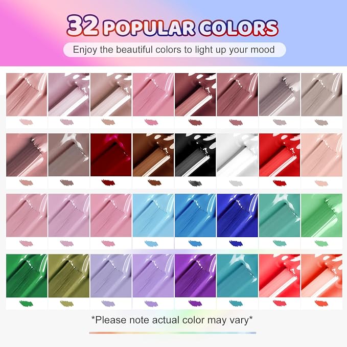 JODSONE 36Pcs Gel Nail Polish Kit with U V Light Crystal Transparent Classic Color 4 Functional Gel for All Seasons
