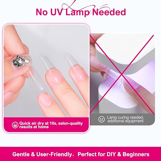 Nail Glue for Press On Nails 6ml x 6Pcs, No UV Light Semi Solid Nail Glue | Super Strong Glue Mini Tubes Quick Drying Gel Long Lasting for Fake Acrylic Nails