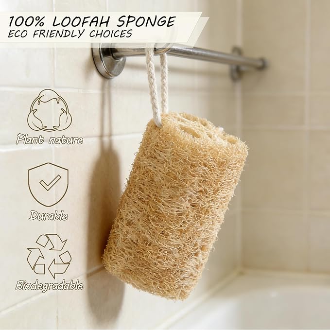 Organic Natural Loofah Sponges 4.7'' Luffa Spa,Pack of 4 Exfoliating & Smooth Skin Bath Shower Loofas Loofa for Women and Men Body Scrubber