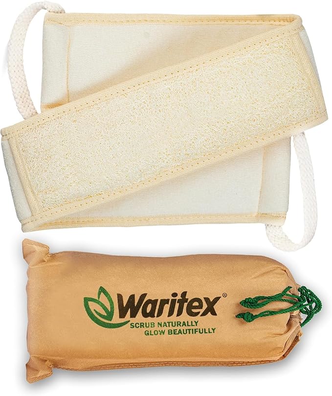 Waritex Organic Egyptian Extra-Long Loofah Exfoliating Back Scrubber | Natural Loofah Fiber Exfoliating Body Scrubber for Shower Deep Clean, Hard-to-access Body and Back Areas for Men and Women