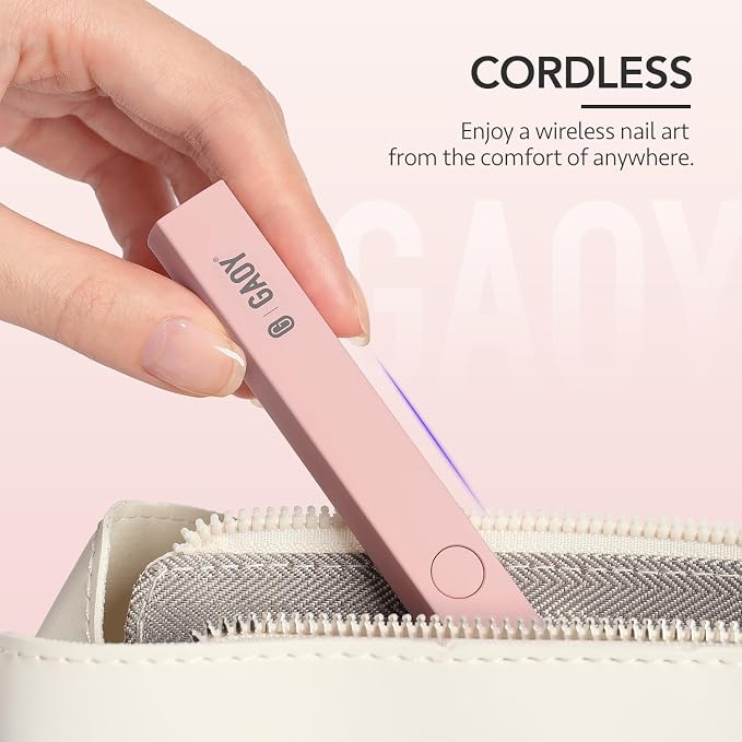 GAOY Handheld UV Light for Gel Nails, Cordless Nail Lamp, Pink | Fast Curing, Rechargeable, Perfect for Spot Cure Nail Art & Quick Repairs, Portable Travel Manicure, DIY at Home