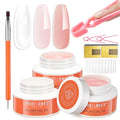 modelones Builder Nail Gel, 3 Colors Builder Hard Gel Nude Pink Clear for Overlays, Apex Building & Extensions, Sculpting Nail Kit with Dual-Ended Brush, Nail Forms, U V/LED Lamp Cured DIY Salon | Overlays, Apex Building & Extensions, Sculpting Nail Ki...