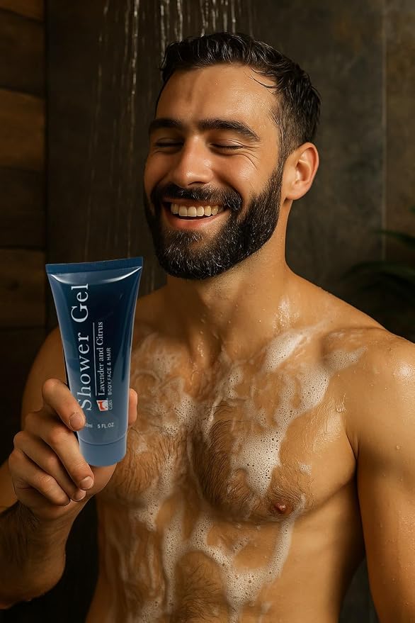 G.B.S Lavender & Citrus Shower Gel & Body Soap Wash Scalp Scrubber Shampoo Brush Set for Men and Women for Daily Use 3 in 1 For Body, Face, Hair- Fresh, Hydrating and Cleanser