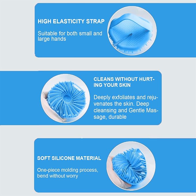 Silicone Body Scrubber for Shower, Shower Body Brush for Effective Showering Exfoliation and Gentle Massage Back Scrubber with Soft Bristles, Loofah Alternative for Sensitive Skin, Gift for Family