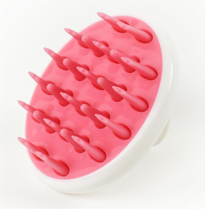 Zyllion Hair Shampoo Brush and Scalp Massager Care for Dandruff Removal, Scrubber, Hair Growth and Exfoliator with Flat and Pointed Soft Silicone Bristles for Women and Men - Pink (ZMA-12-PK)