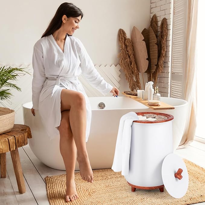 S AFSTAR 23L Towel Warmers for Bathroom - Large Luxury Towel Warmer Bucket with 3 Heat Modes, 4 Timer Settings, Fragrance Disc Holder, Auto Shut Off, Towel Heater for Blankets, Bathrobes (Coffee)