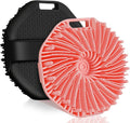Silicone Body Scrubber, 2 PCS Exfoliating Body Scrubber, Silicone Loofah Bath Brush with Hand Strap, No-Slip Handheld Body Wash Brush Scrubber Shower Cleaning for All Skin Types(Black & Pink)