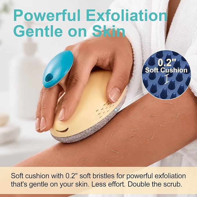 Shower Body Scrubber-Upgraded Bath Glove, Exfoliating Dead Skin | Upgraded glove: pebble base, non-slip grip for stability. 450D & soft TPE cushion gentle deep exfoliation. No pruney fingers.