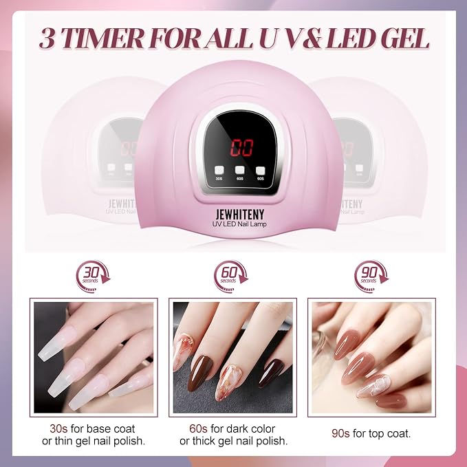 UV LED Nail Lamp 54W, Professional Nail Dryer Gel Polish Light, UV Light with 3 Timer Setting, Curing Gel LED Dryer, Art Tools with Automatic Sensor, LCD Display